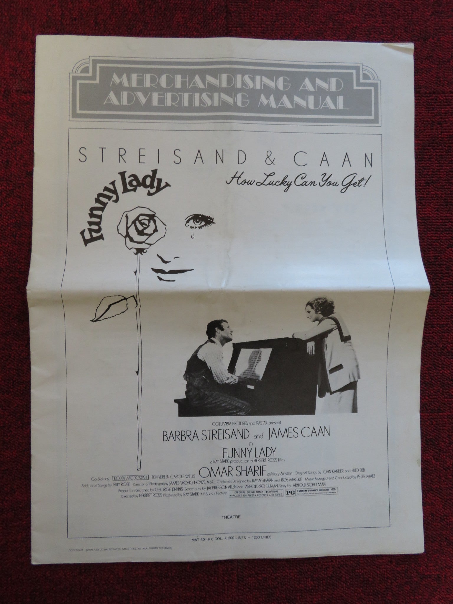 FUNNY LADY UNCUT COLUMBIA PICTURES FOLDED PRESS BOOK STREISAND CAAN 1975 Rendezvous Cinema Movie posters