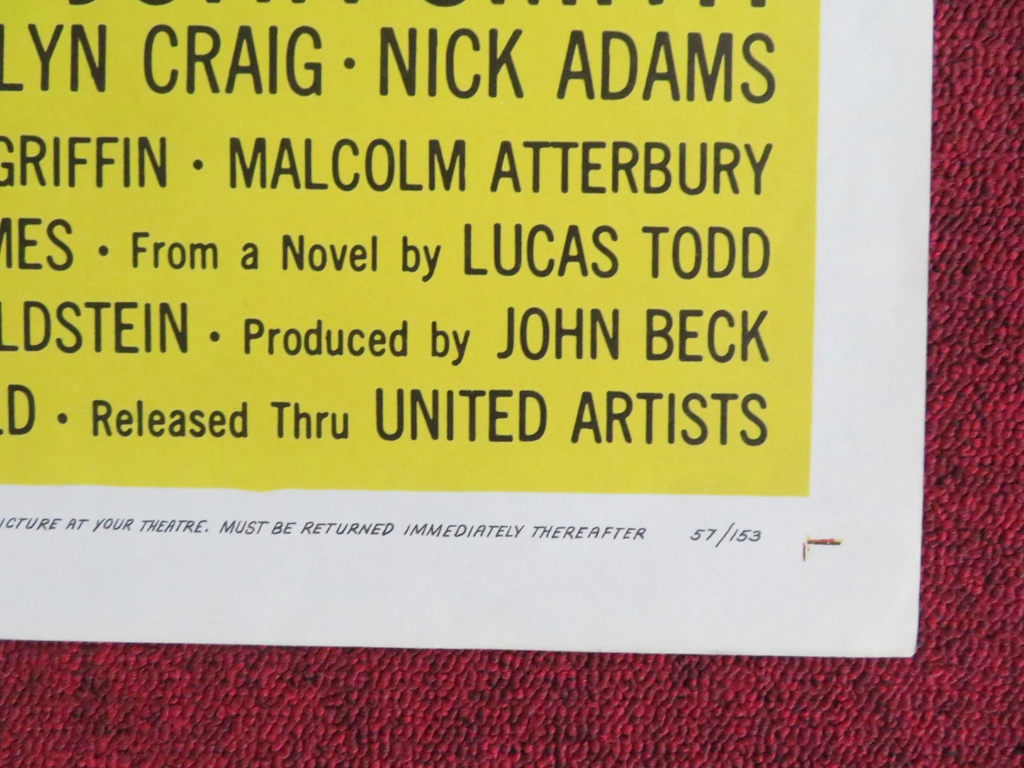 FURY AT SHOWDOWN FOLDED US ONE SHEET POSTER JOHN DEREK JOHN SMITH 1957 Rendezvous Cinema Movie posters