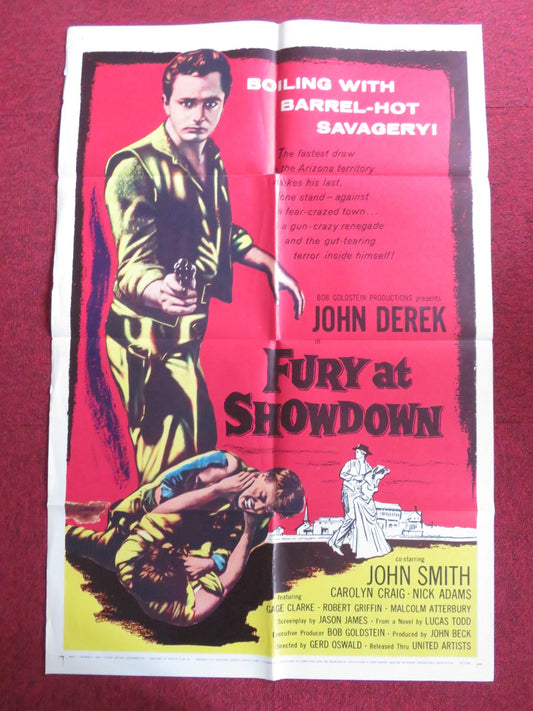 FURY AT SHOWDOWN FOLDED US ONE SHEET POSTER JOHN DEREK JOHN SMITH 1957 Rendezvous Cinema Movie posters