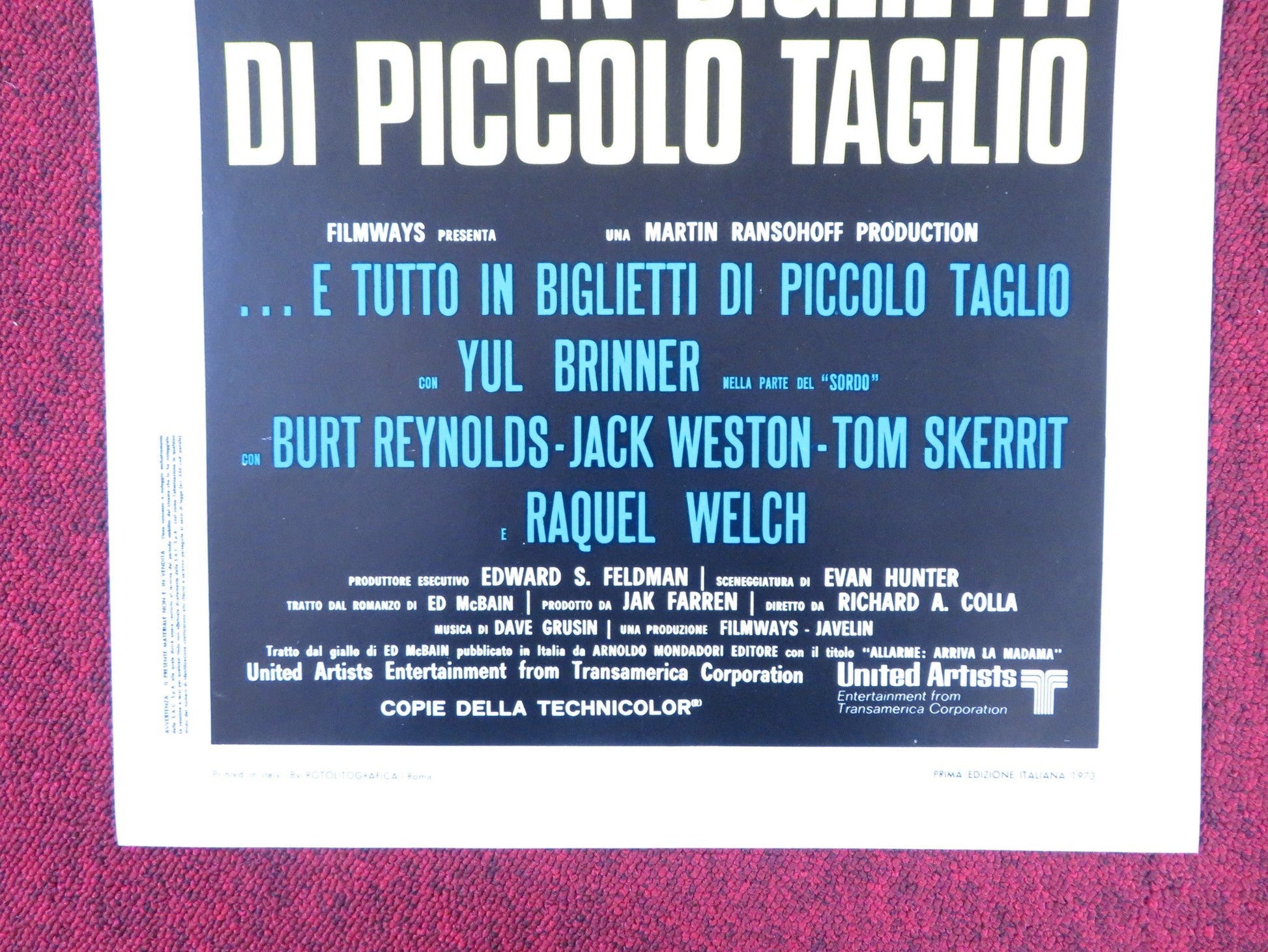 FUZZ ITALIAN LOCANDINA POSTER BURT REYNOLDS YUL BRYNNER 1973 Rendezvous Cinema Movie posters