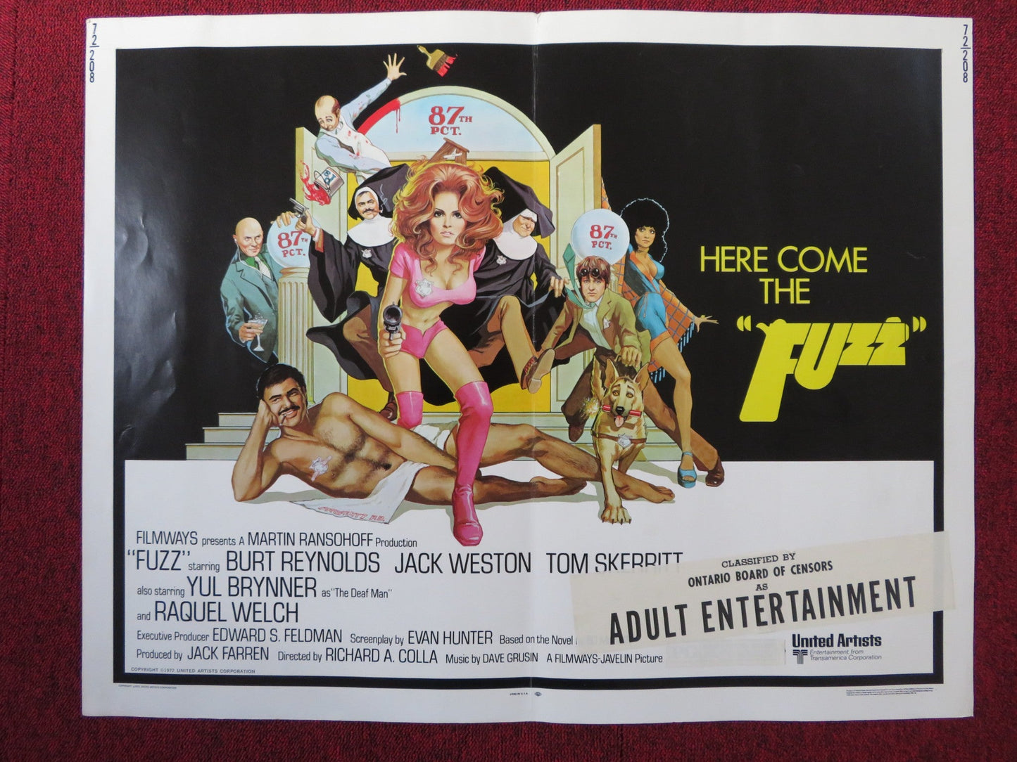 FUZZ US HALF SHEET (22"x 28") POSTER BURT REYNOLDS JACK WESTON 1972 Rendezvous Cinema Movie posters