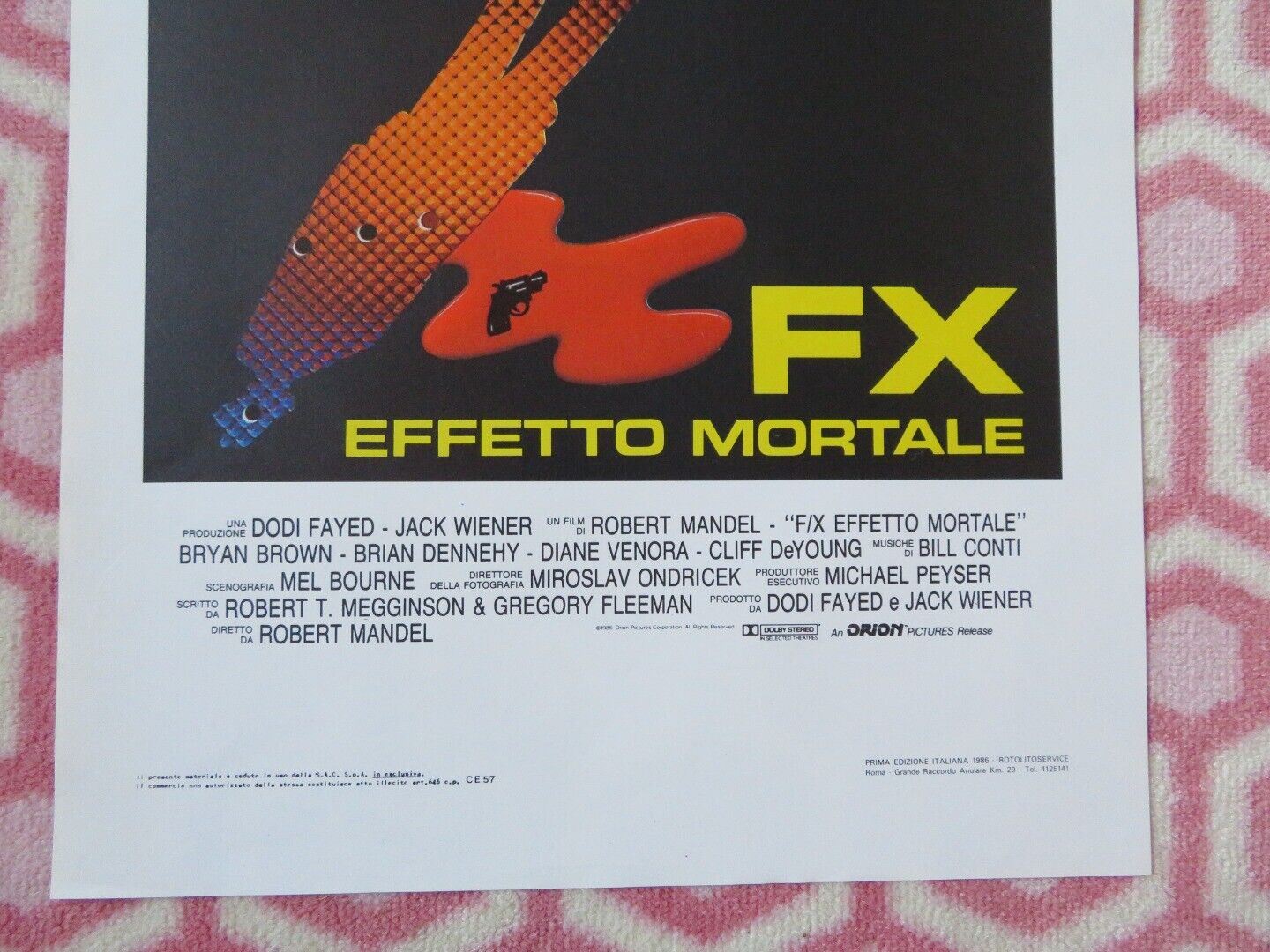 FX EFFETTO MORTALE / F/X ITALIAN LOCANDINA (27.5"x13") POSTER BRYAN BROWN 1986 Movie posters