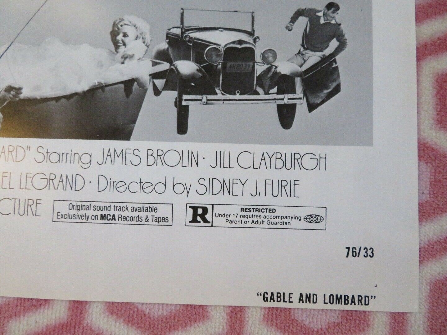 GABLE AND LOMBARD US ONE SHEET POSTER JAMES BROLIN 1976 Movie posters