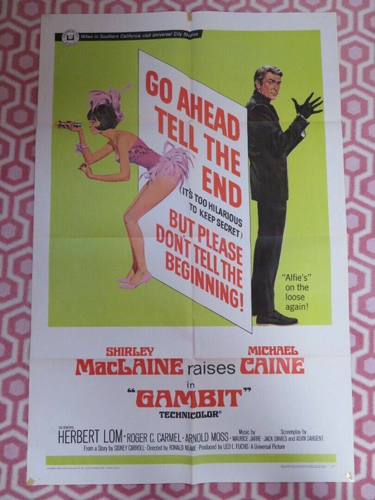 GAMBIT FOLDED US ONE SHEET POSTER SHIRLEY MACLAINE MICHAEL CAINE 1967 - Rendezvous Cinema