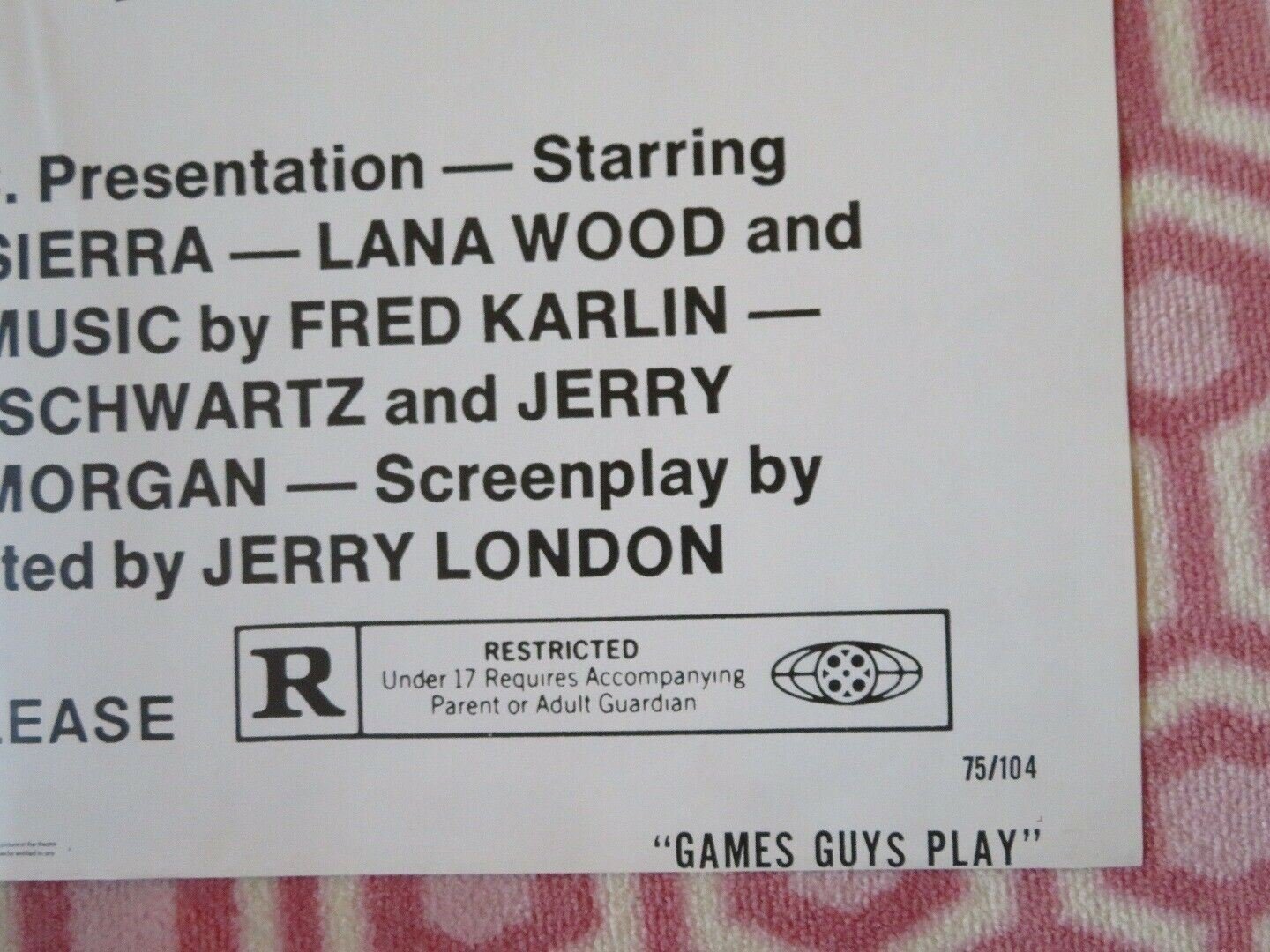 GAMES GUYS PLAY /Goodnight Jackie FOLDED US ONE SHEET POSTER W BURTON '75 Movie posters