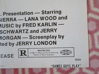 GAMES GUYS PLAY /Goodnight Jackie FOLDED US ONE SHEET POSTER W BURTON '75 Movie posters