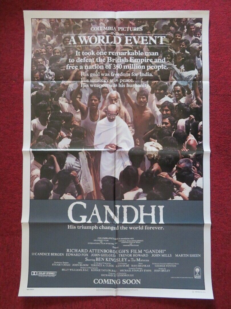 GANDHI FOLDED US ONE SHEET POSTER RICHARD ATTENBOROUGH BEN KINGSLEY 1982 Movie posters