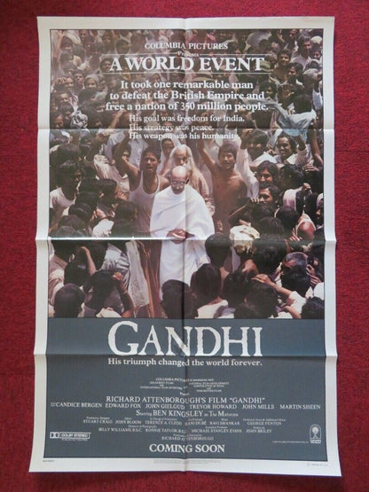 GANDHI FOLDED US ONE SHEET POSTER RICHARD ATTENBOROUGH BEN KINGSLEY 1982 Movie posters