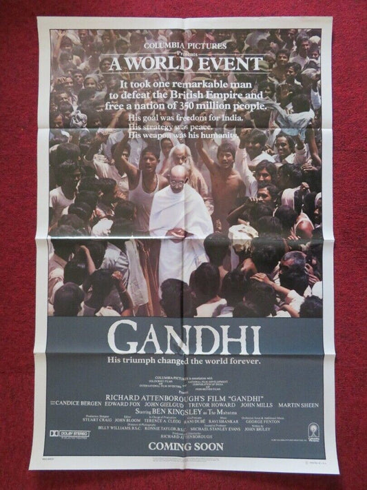GANDHI FOLDED US ONE SHEET POSTER RICHARD ATTENBOROUGH BEN KINGSLEY 1982 Movie posters