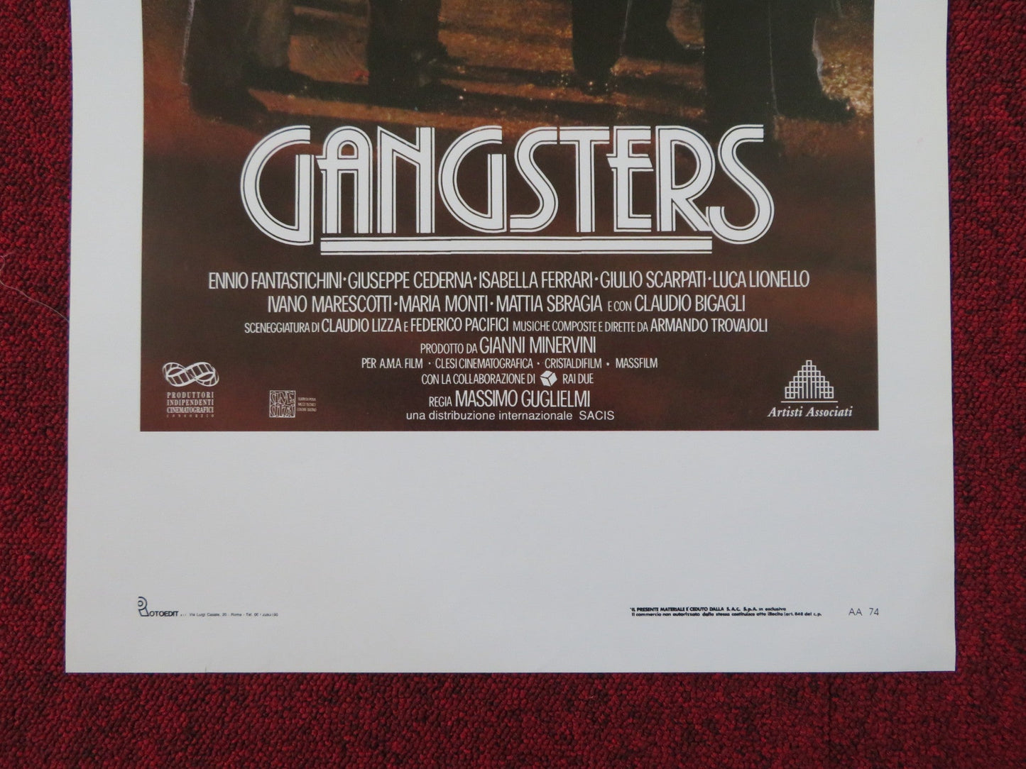 GANGSTERS - A ITALIAN LOCANDINA POSTER ENNIO FANTASTICHINI 1992 Rendezvous Cinema Movie posters