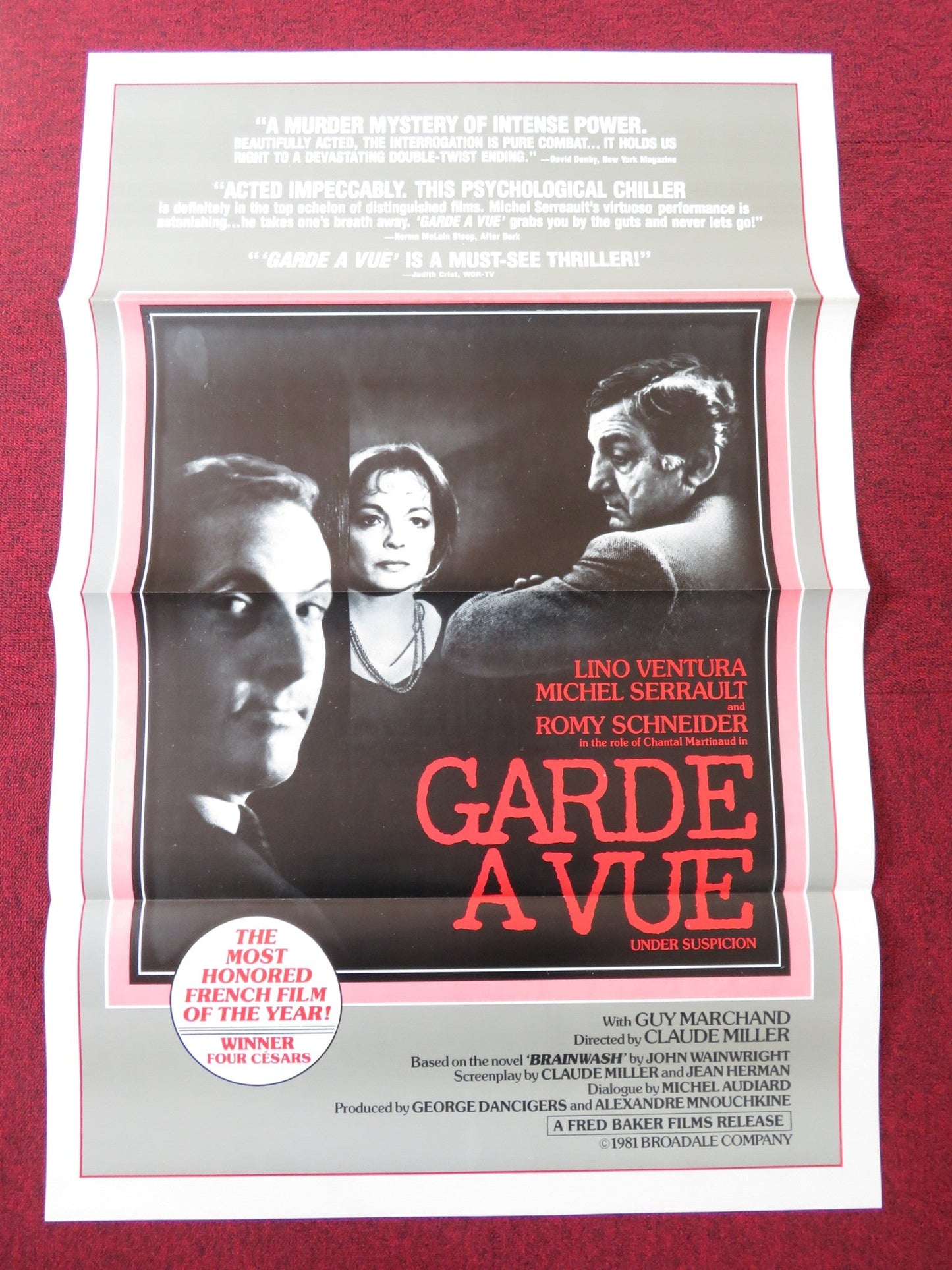 GARDE A VUE US TRI FOLDED ONE SHEET ROLLED POSTER LINO VENTURA M. SERRAULT 1981 Rendezvous Cinema Movie posters