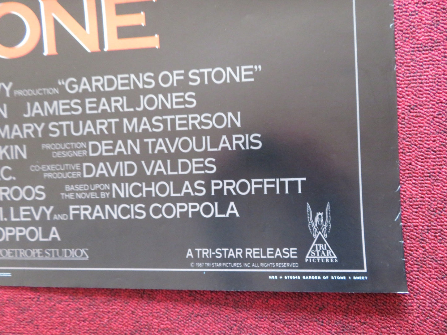 GARDEN OF STONE FOLDED US ONE SHEET POSTER JAMES CAAN ANJELICA HUSTON 1987 Rendezvous Cinema Movie posters