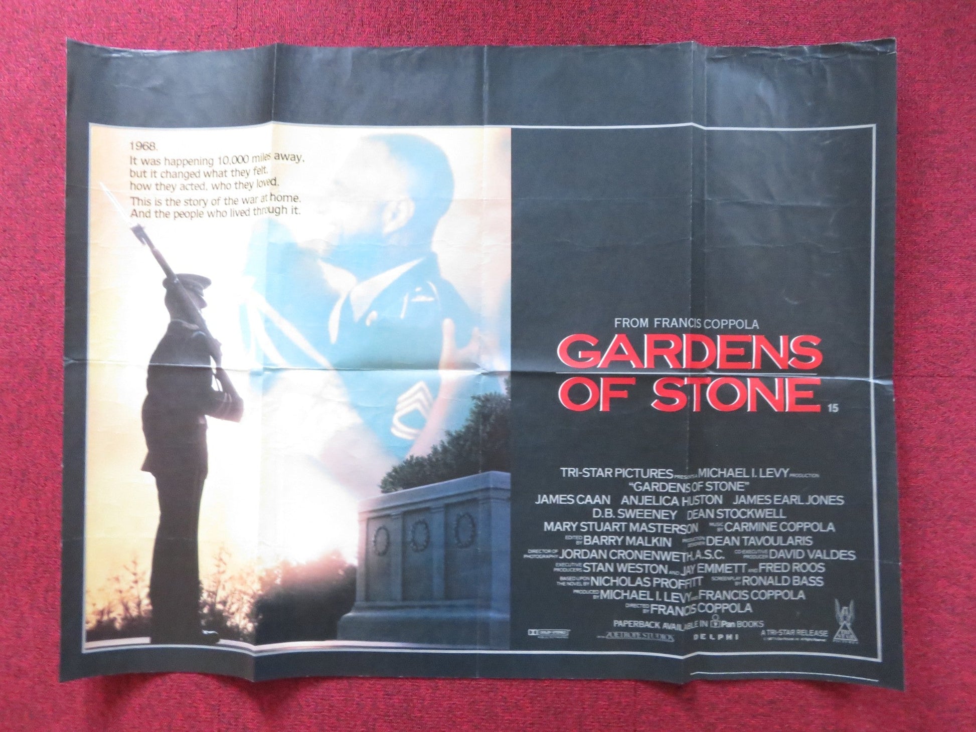 GARDENS OF STONE UK QUAD POSTER FOLDED JAMES CAAN ANJELICA HUSTON 1987 Rendezvous Cinema Movie posters