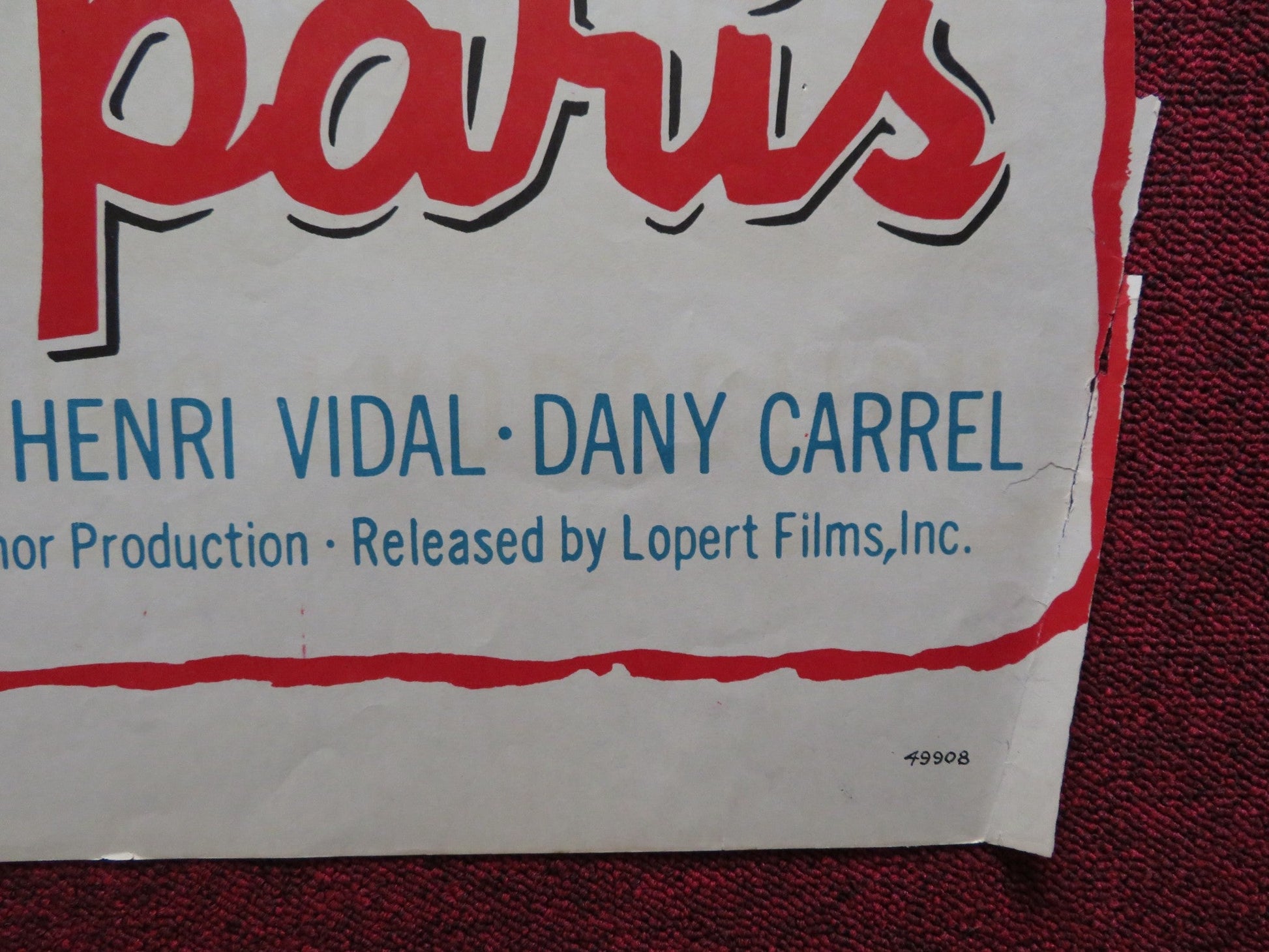 GATES OF PARIS FOLDED US ONE SHEET POSTER RENE CLAIR DANY CARREL 1957 Rendezvous Cinema Movie posters