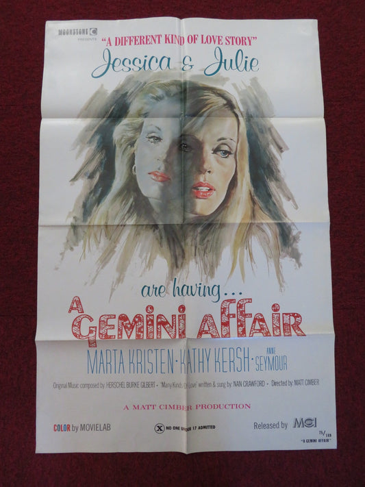 GEMINI AFFAIR FOLDED US ONE SHEET POSTER MARTA KRISTEN KATHY KERSH 1975 Rendezvous Cinema Movie posters