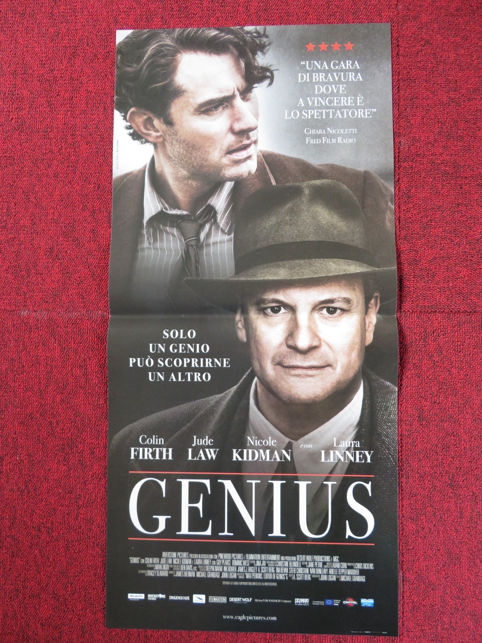 GENIUS ITALIAN LOCANDINA POSTER COLIN FIRTH JUDE LAW 2016 Rendezvous Cinema Movie posters