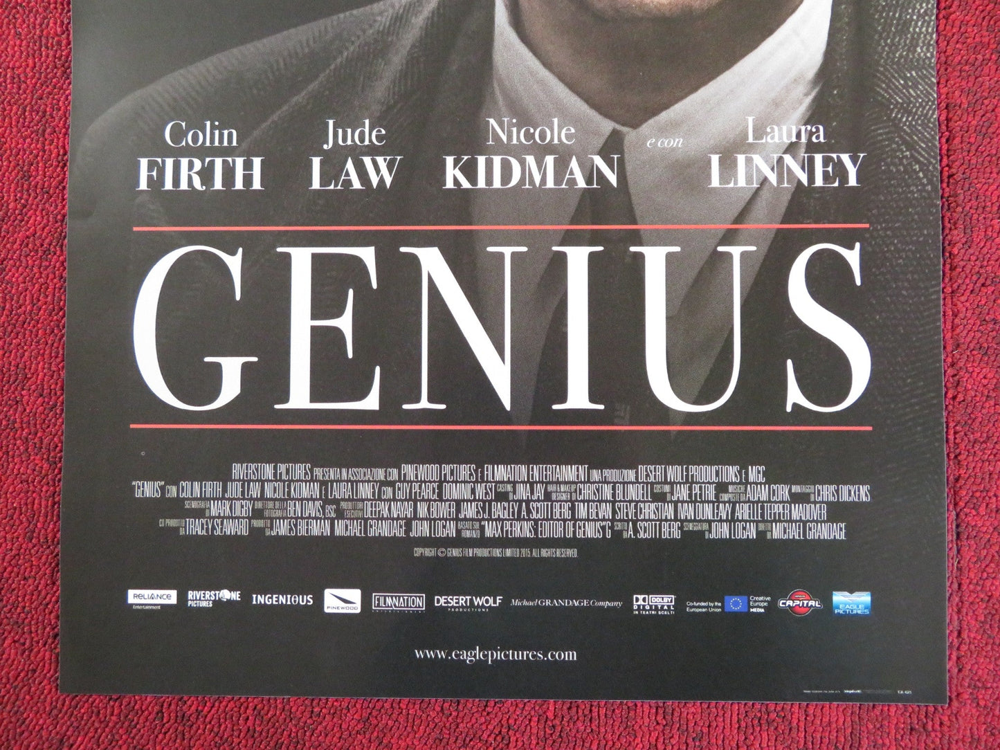 GENIUS ITALIAN LOCANDINA POSTER COLIN FIRTH JUDE LAW 2016 Rendezvous Cinema Movie posters