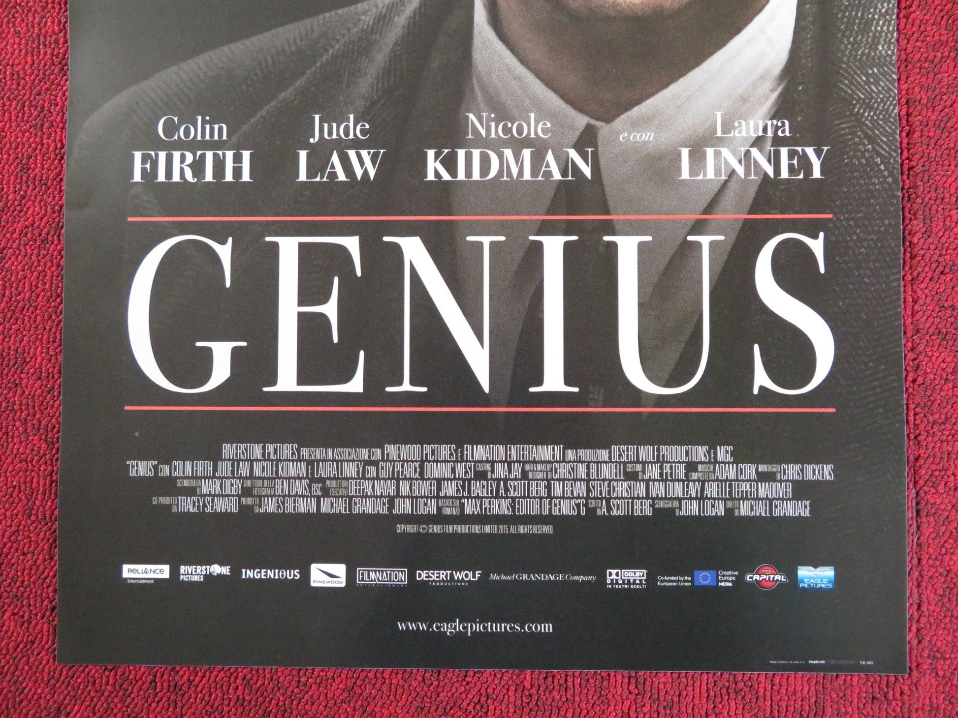 GENIUS ITALIAN LOCANDINA POSTER COLIN FIRTH JUDE LAW 2016 Rendezvous Cinema Movie posters