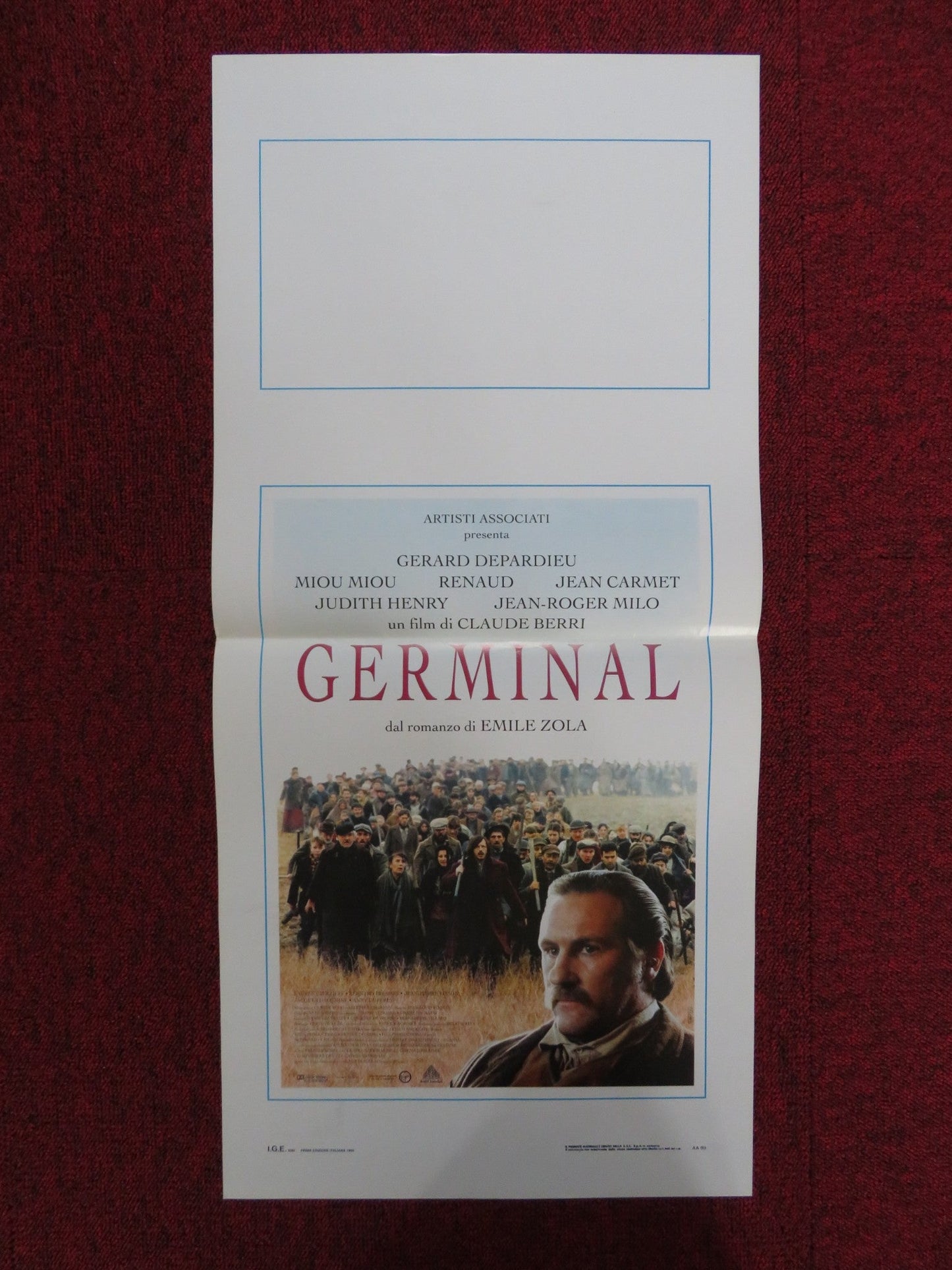 GERMINAL ITALIAN LOCANDINA POSTER GERARD DEPARDIEU MIOU MIOU 1994 Rendezvous Cinema Movie posters