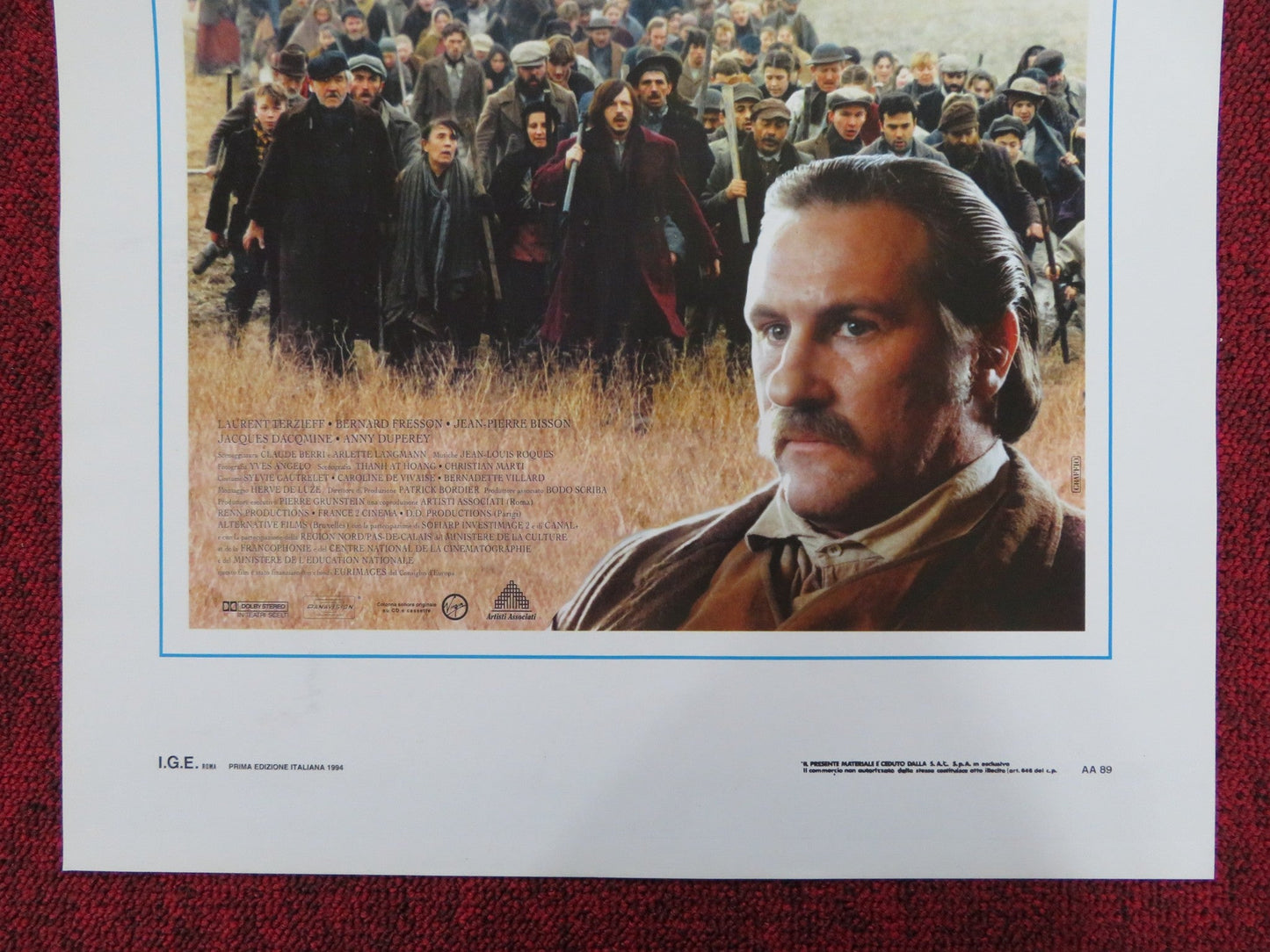 GERMINAL ITALIAN LOCANDINA POSTER GERARD DEPARDIEU MIOU MIOU 1994 Rendezvous Cinema Movie posters