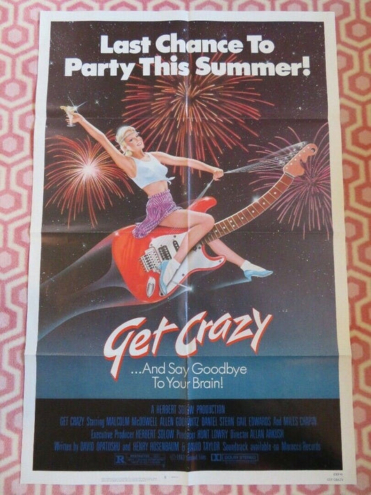GET CRAZY US ONE SHEET POSTER MALCOM MCDOWELL ALLEN GOORWITZ 1983 Movie posters