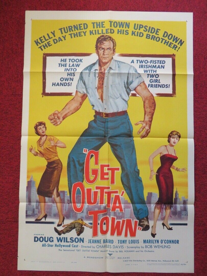 GET OUTTA' TOWN FOLDED US ONE SHEET POSTER DOUG WILSON TONY LOUIS 1959 Movie posters