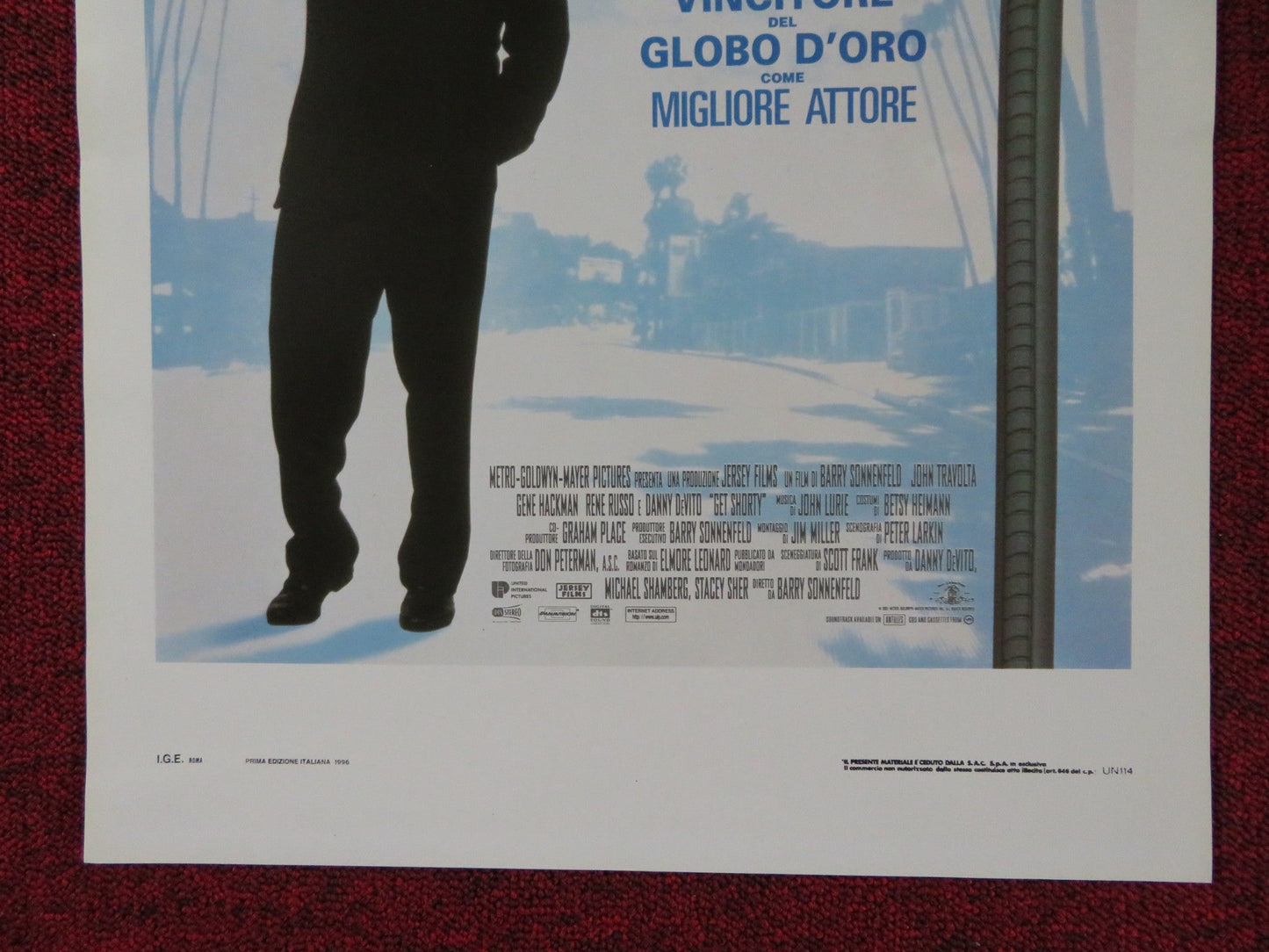 GET SHORTY ITALIAN LOCANDINA POSTER JOHN TRAVOLTA GENE HACKMAN 1996 Rendezvous Cinema Movie posters