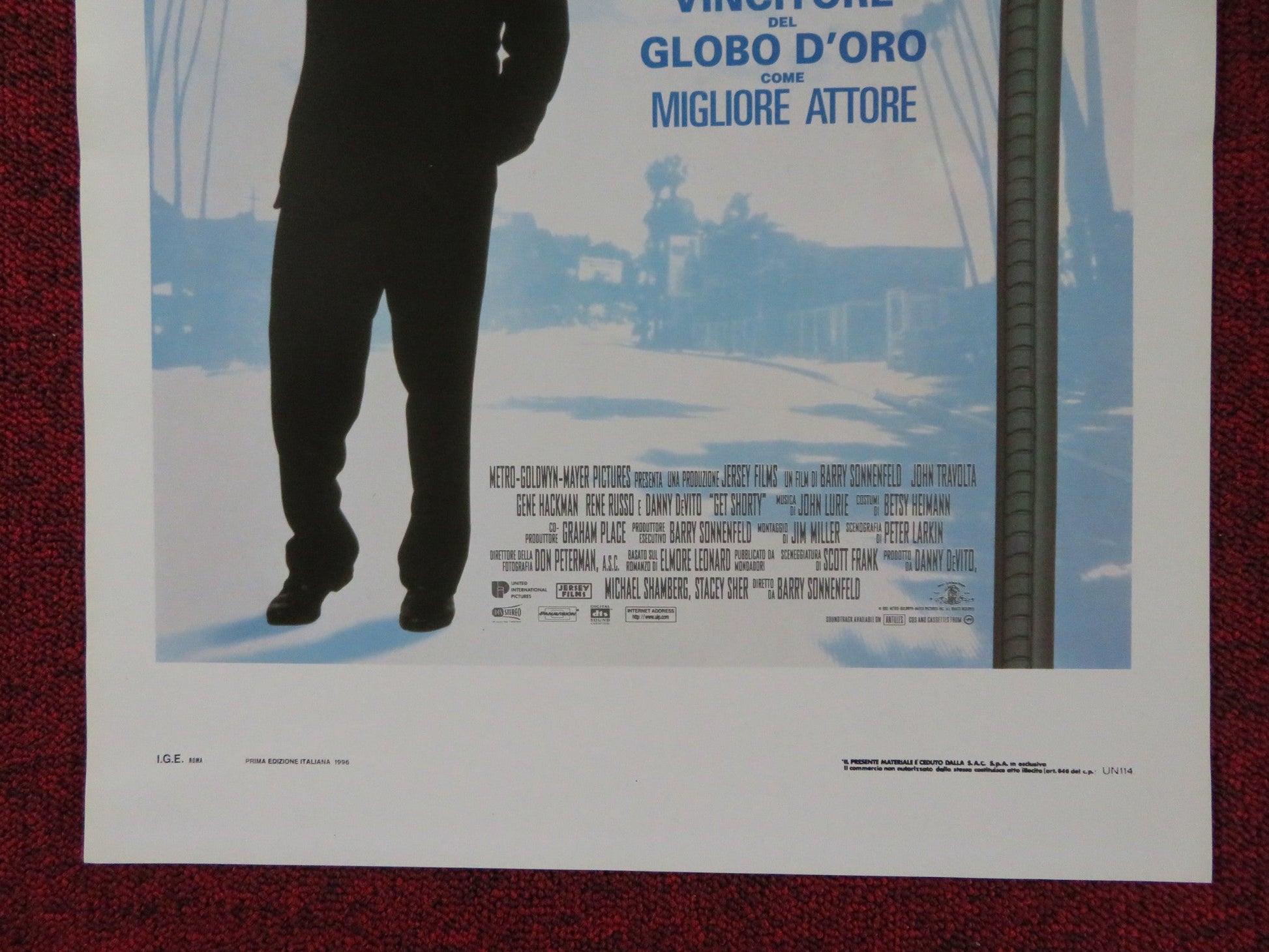GET SHORTY ITALIAN LOCANDINA POSTER JOHN TRAVOLTA GENE HACKMAN 1996 Rendezvous Cinema Movie posters