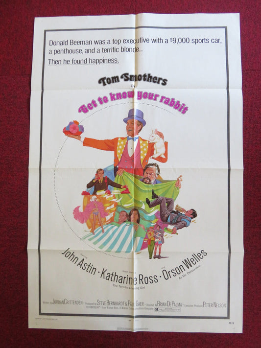 GET TO KNOW YOUR RABBIT FOLDED US ONE SHEET POSTER T. SMOTHERS ORSON WELLES 1972 Rendezvous Cinema Movie posters