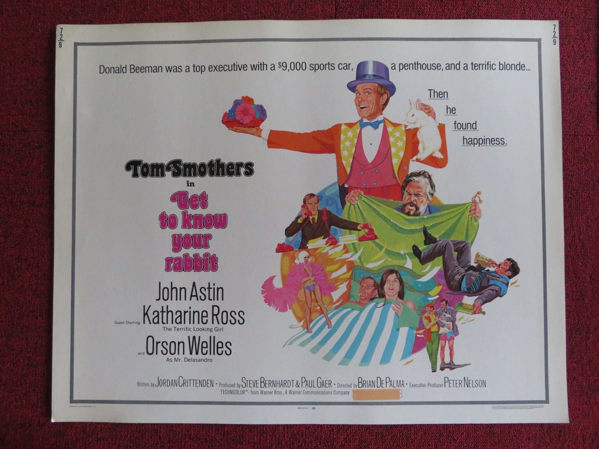 GET TO KNOW YOUR RABBIT US HALF SHEET (22"x 28") POSTER TOM SMOTHERS 1972 Rendezvous Cinema Movie posters