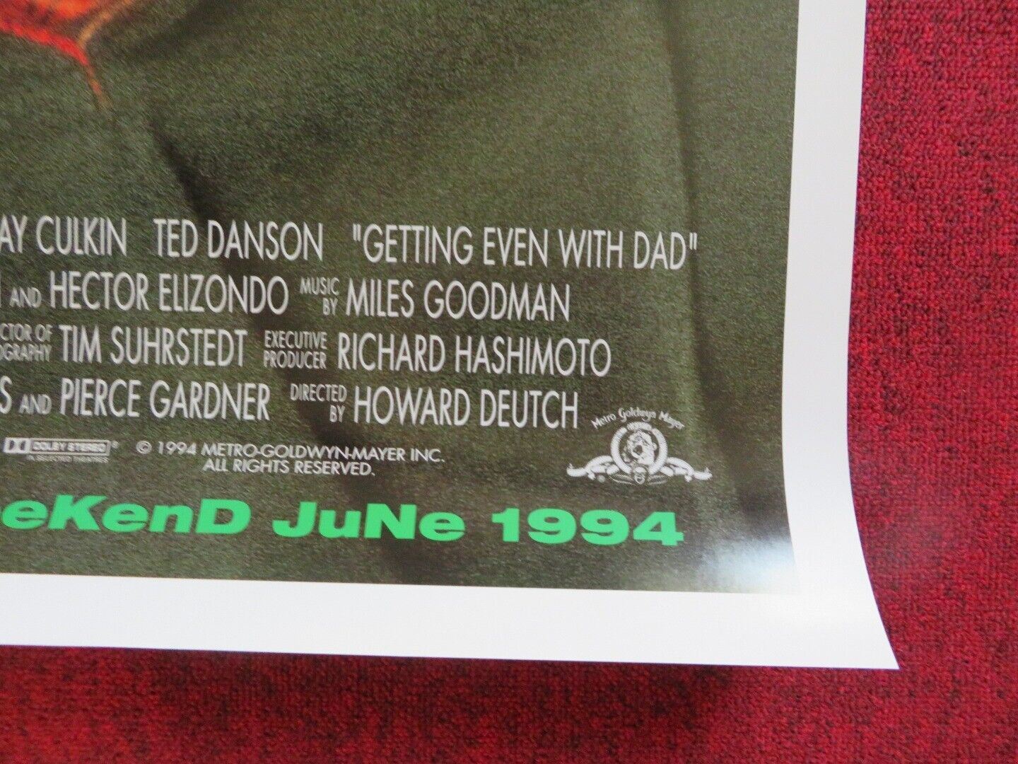 GETTING EVEN WITH DAD US ONE SHEET ROLLED POSTER MACAULAY CULKIN TED DANSON '94 Movie posters