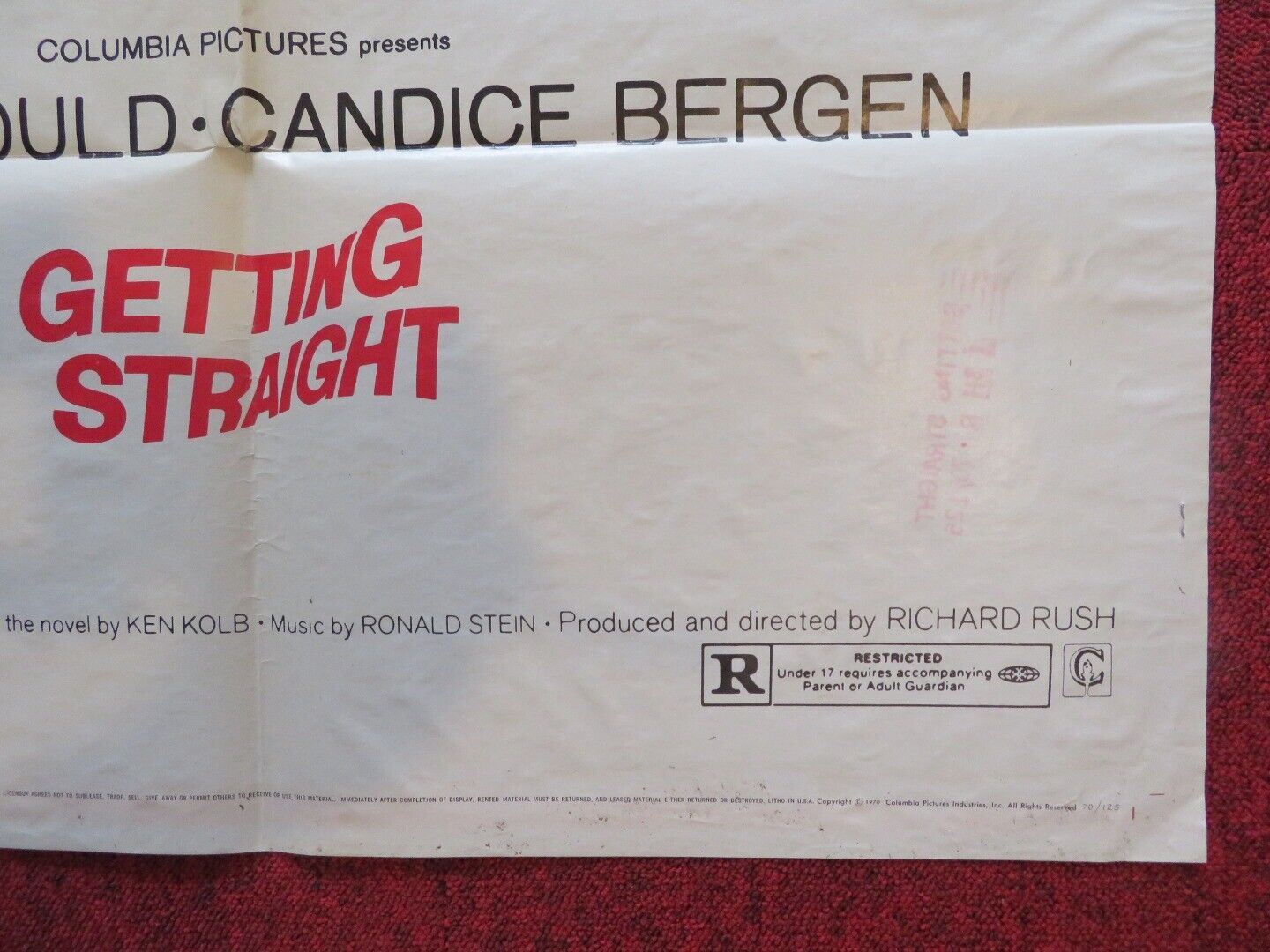 GETTING STRAIGHT FOLDED US ONE SHEET POSTER ELLIOT GOULD CANDICE BERGEN 1970 Movie posters