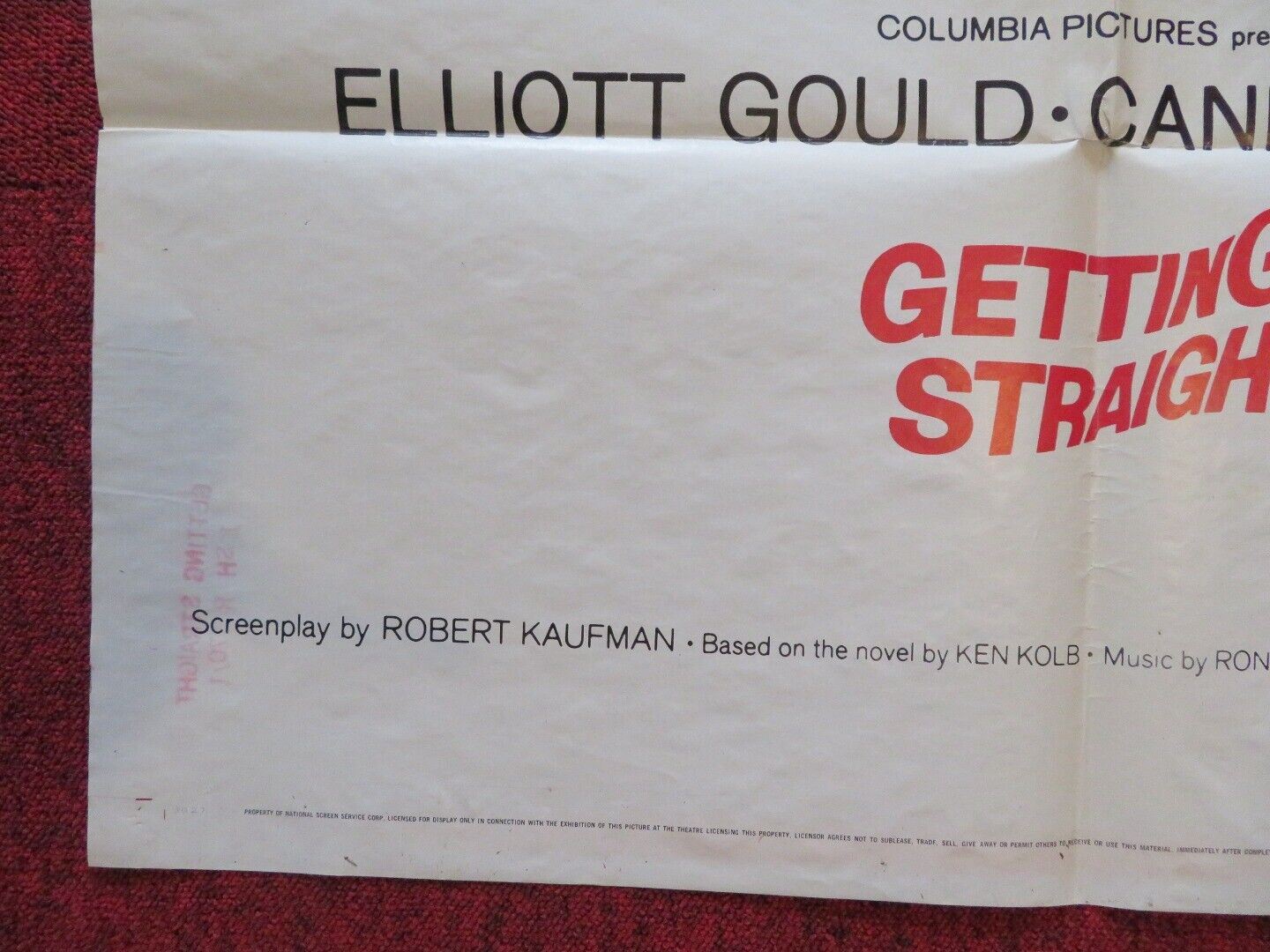 GETTING STRAIGHT FOLDED US ONE SHEET POSTER ELLIOT GOULD CANDICE BERGEN 1970 Movie posters