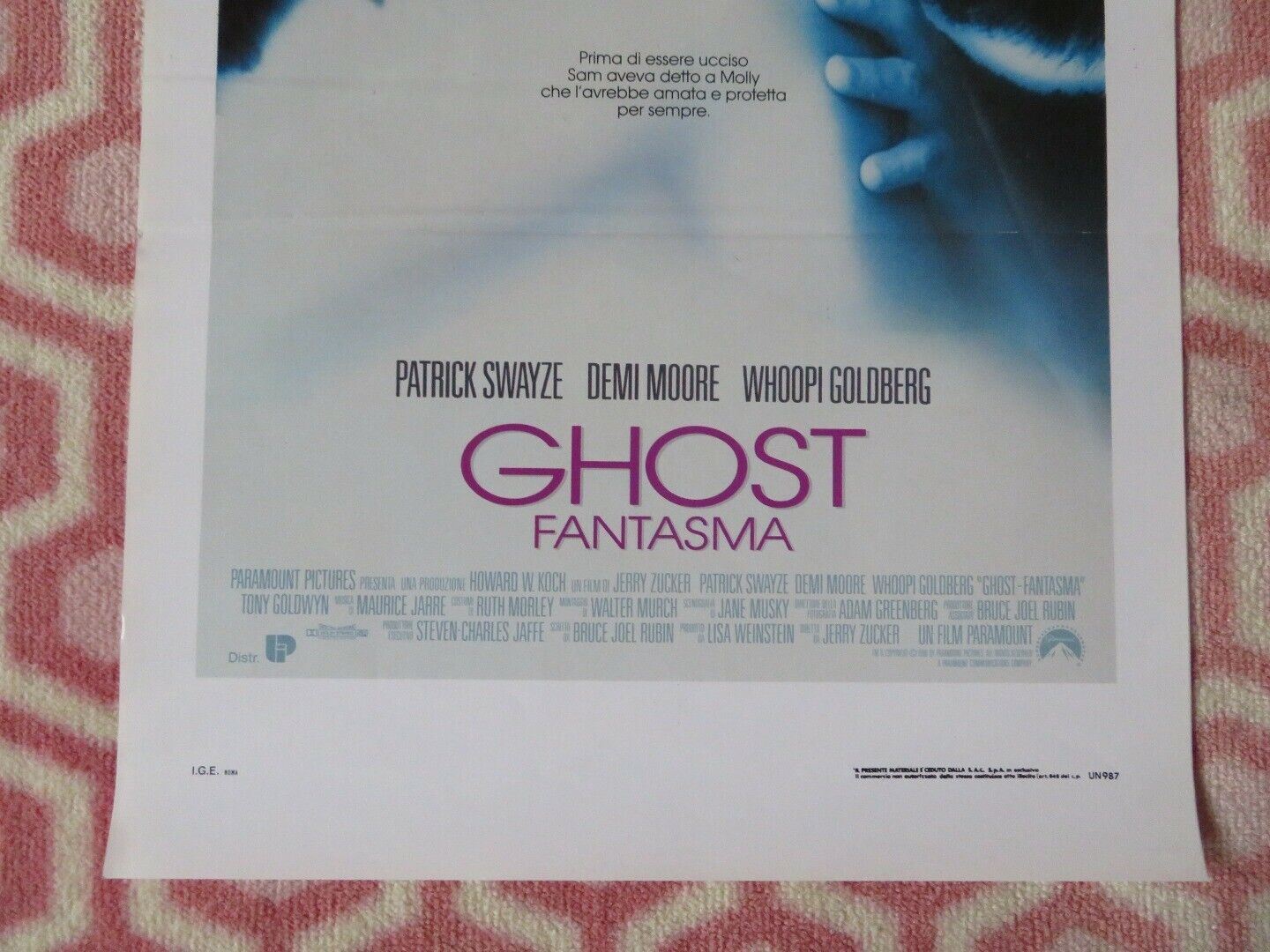 GHOST ITALIAN LOCANDINA (27.5"x13") POSTER PATRICK SWAYZE 1990 Movie posters
