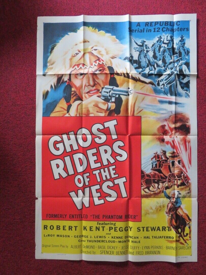 GHOST RIDERS OF THE WEST / THE PHANTOM RIDER FOLDED US ONE SHEET POSTER 1946 Movie posters