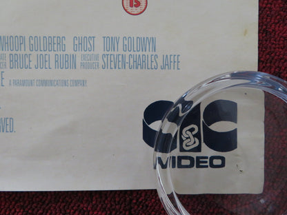 GHOST VHS VIDEO POSTER PATRICK SWAYZE DEMI MOORE WHOOPI GOLDBERG 1990 Rendezvous Cinema Movie posters
