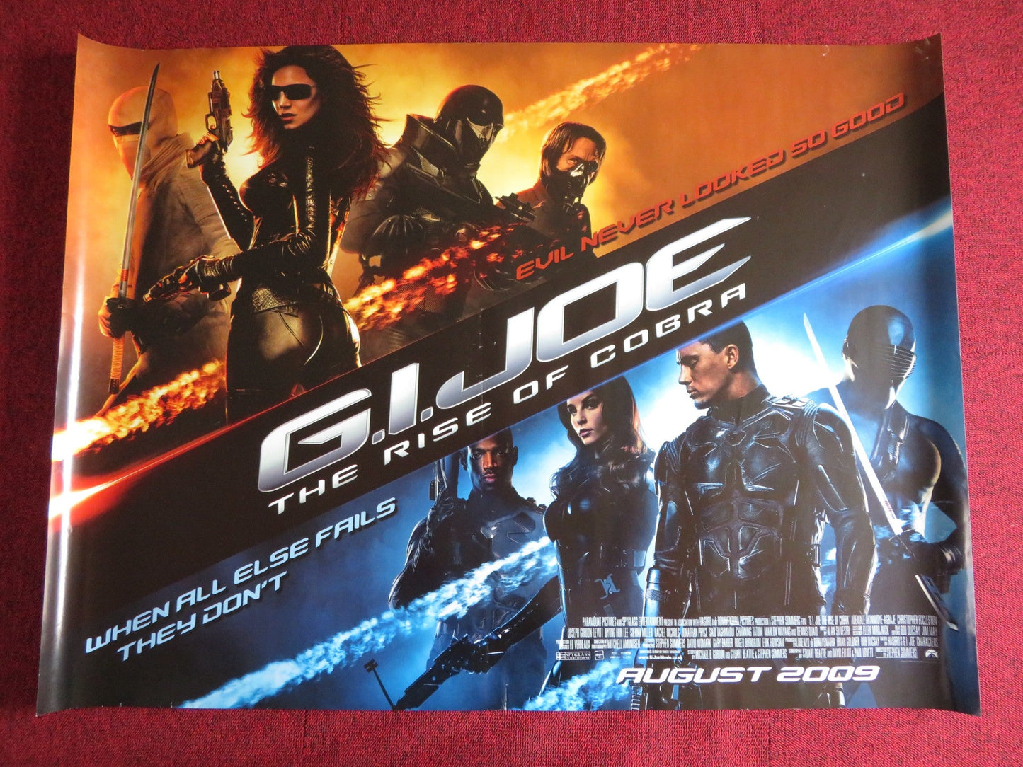 G.I. JOE: THE RISE OF THE COBRA UK QUAD (30"x 40") ROLLED POSTER TATUM 2009 Rendezvous Cinema Movie posters