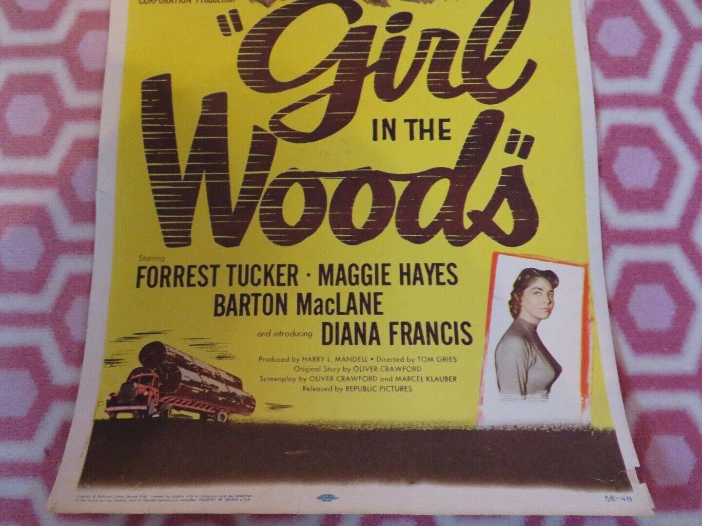 GIRL IN THE WOODS US INSERT (14"x 36") POSTER FORREST TUCKER MAGGIE HAYES 1958 Movie posters