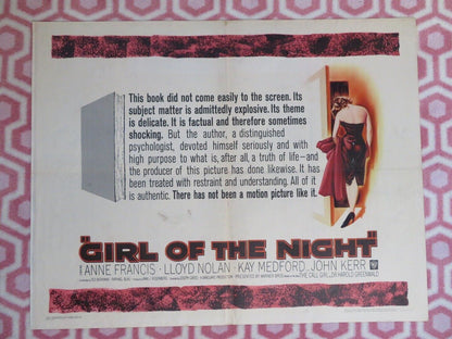 GIRL OF THE NIGHT US HALF SHEET (22"x 28") POSTER ANNE FRANCIS LLOYD NOLAN 1960 Movie posters