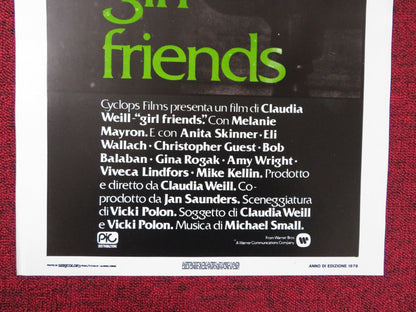 GIRLFRIENDS ITALIAN LOCANDINA POSTER MELANIE MAYRON ANITA SKINNER 1978 Rendezvous Cinema Movie posters