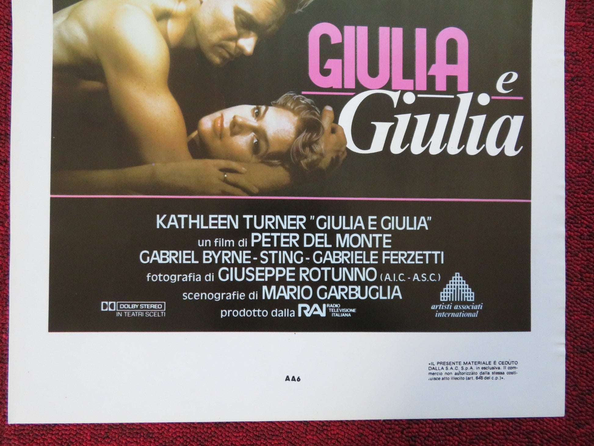 GIULIA E GIULIA ITALIAN LOCANDINA (27.5"x13") POSTER KATHLEEN TURNER STING 1987 Rendezvous Cinema Movie posters