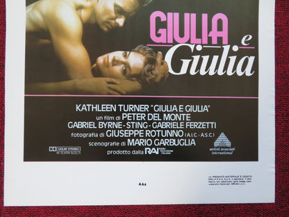 GIULIA E GIULIA ITALIAN LOCANDINA (27.5"x13") POSTER KATHLEEN TURNER STING 1987 Rendezvous Cinema Movie posters