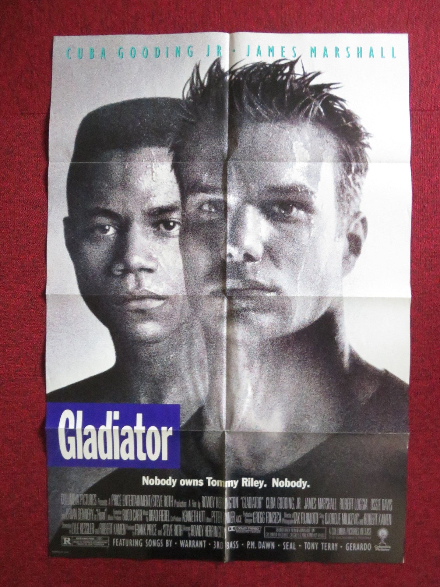 GLADIATOR FOLDED US ONE SHEET POSTER JAMES MARSHALL CUBA GOODING JR. 1991 Rendezvous Cinema Movie posters