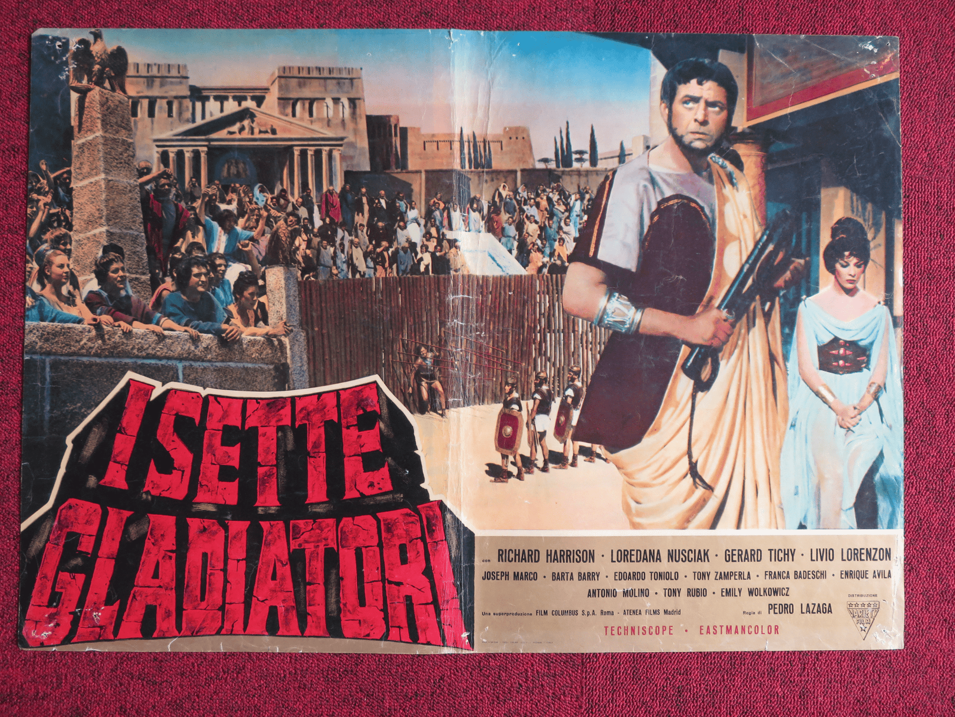 GLADIATORS 7 ITALIAN FOTOBUSTA POSTER RICHARD HARRISON LOREDANA NUSCIAK 1962 Rendezvous Cinema Movie posters