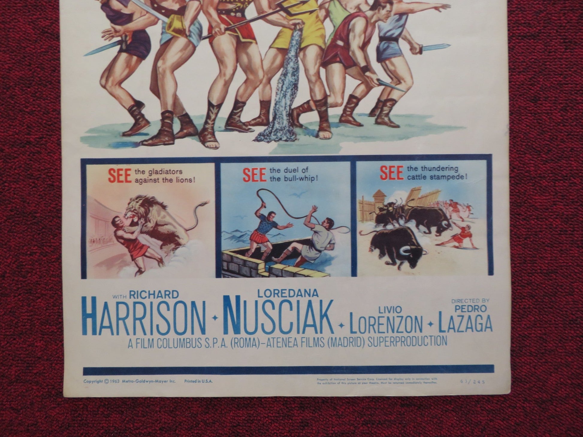 GLADIATORS 7 US INSERT (14"x 36") POSTER RICHARD HARRISON 1963 Rendezvous Cinema Movie posters