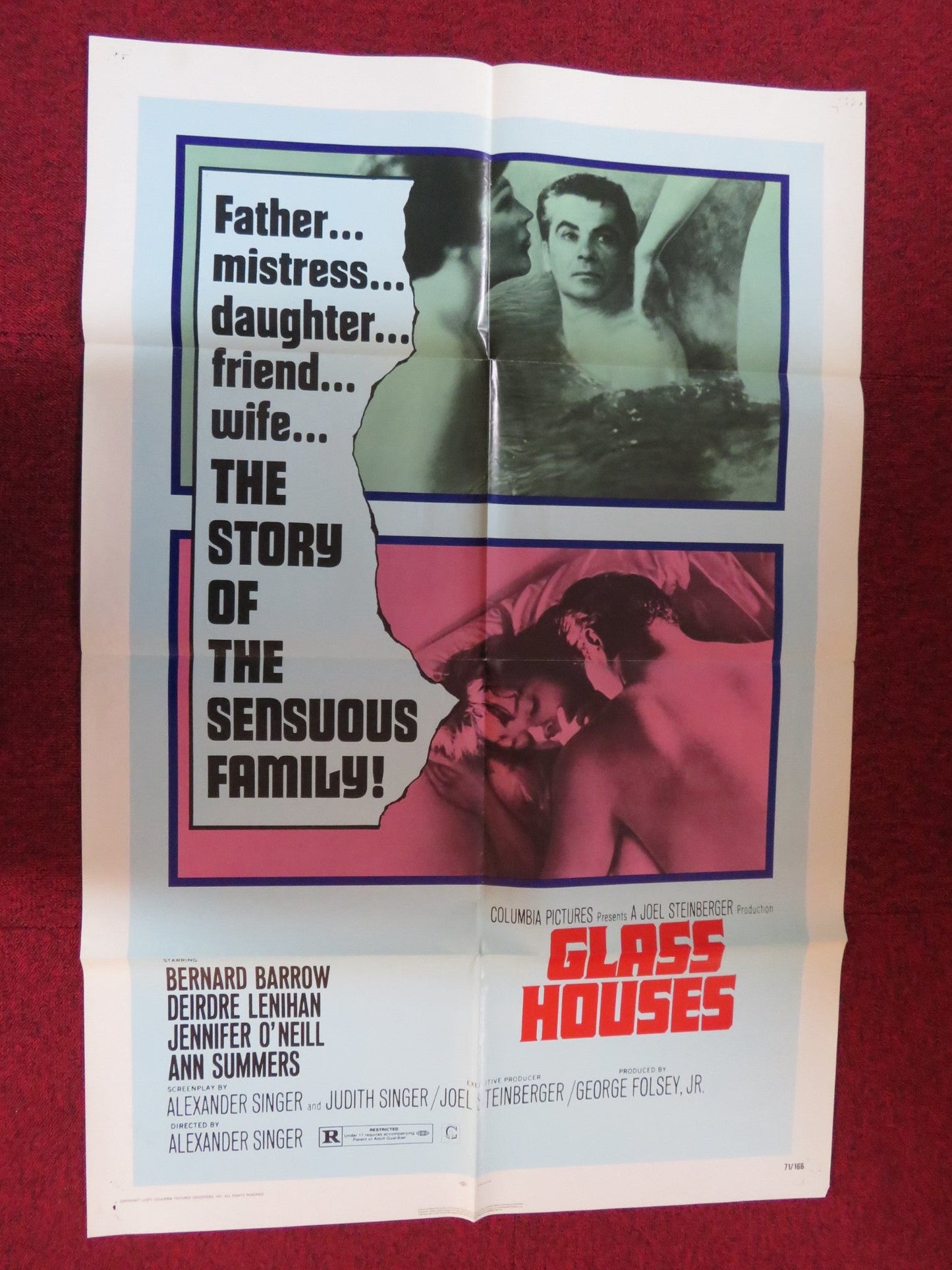 GLASS HOUSES FOLDED US ONE SHEET POSTER BERNARD BARROW DEIRDRE LENIHAN 1971 Rendezvous Cinema Movie posters