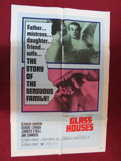 GLASS HOUSES FOLDED US ONE SHEET POSTER BERNARD BARROW DEIRDRE LENIHAN 1971 Rendezvous Cinema Movie posters