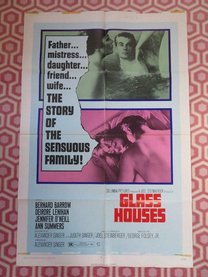 GLASS HOUSES FOLDED US ONE SHEET POSTER BERNARD BARROW DIEDRE LENIHAN 1971 Movie posters