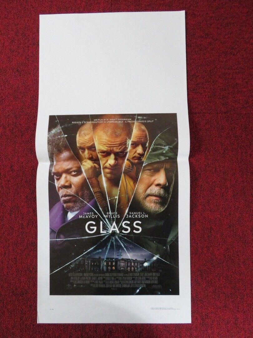 GLASS ITALIAN LOCANDINA (27.5"x13") POSTER BRUCE WILLIA SAMUEL L.JACKSON 2019 Movie posters