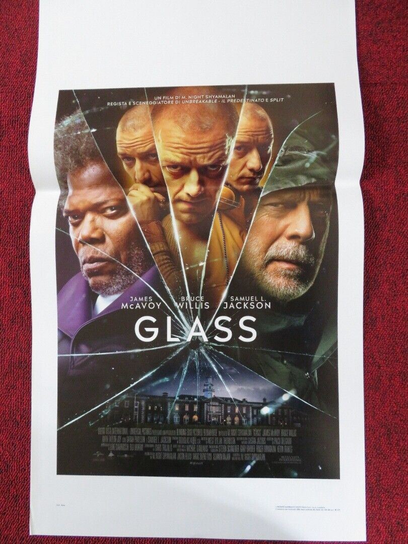 GLASS ITALIAN LOCANDINA (27.5"x13") POSTER BRUCE WILLIA SAMUEL L.JACKSON 2019 Movie posters